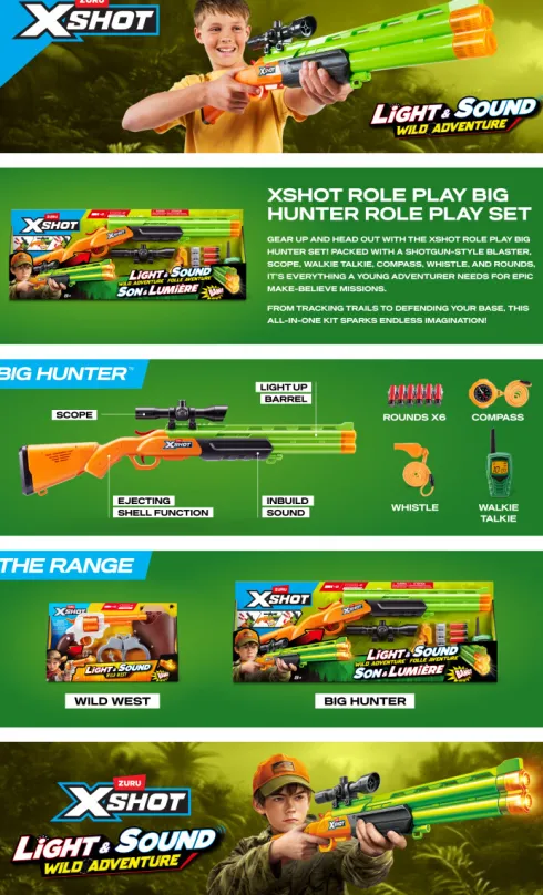 Zuru X-Shot - Shotgun, Kikkert, Walkie-Talkie, Kompas Og Fløjte